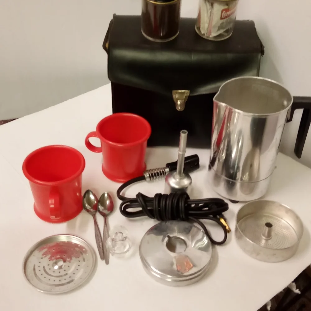 Empire Coffee Pot Travel Kit Electric Aluminum Vintage